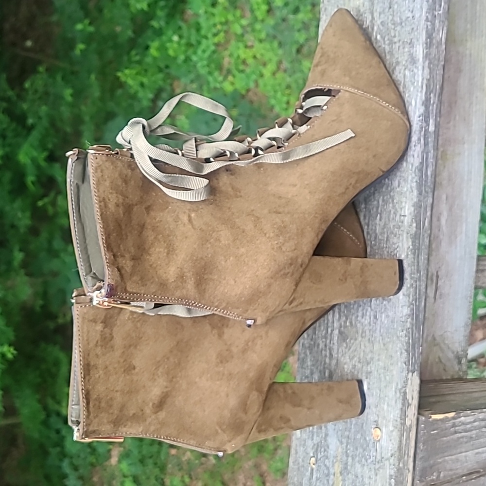 Bamboo Suede Lace Up Boots Size 10 - Picture 3 of 8